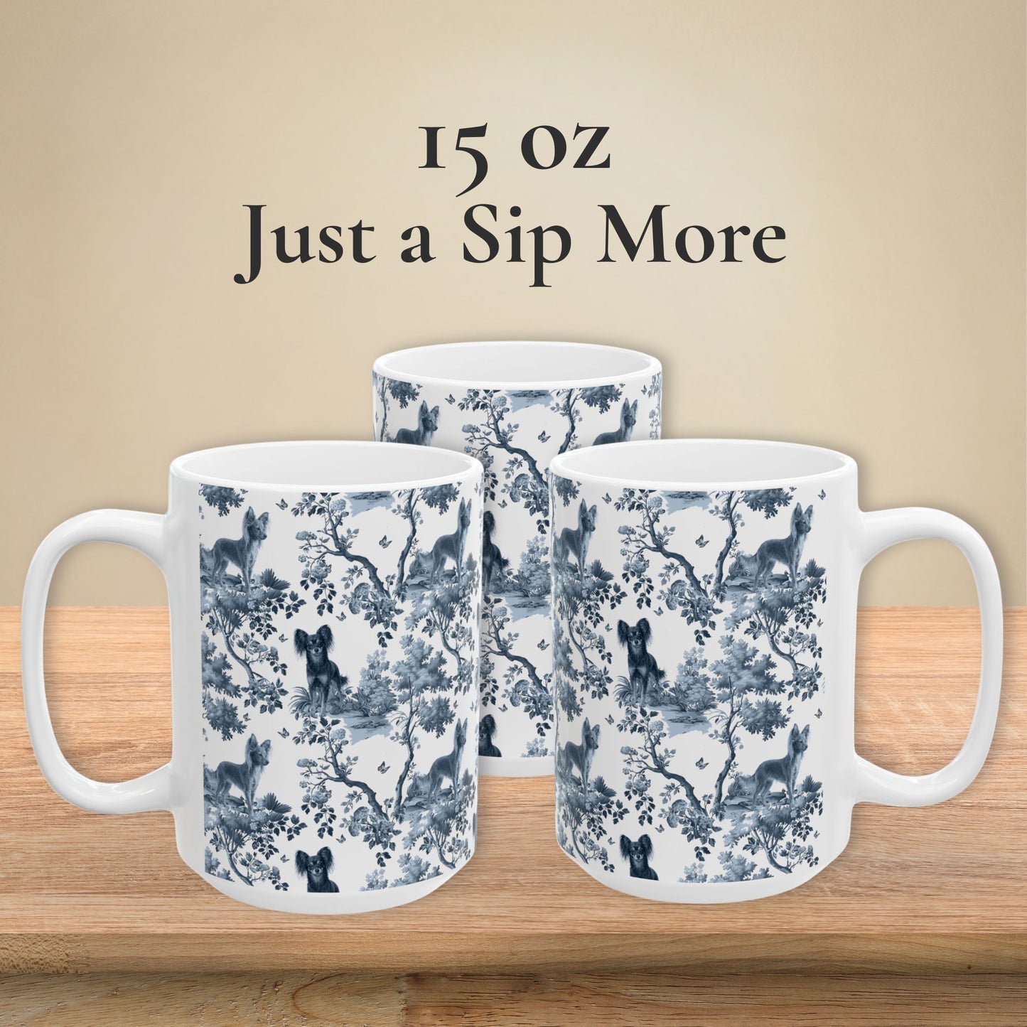 Russian Toy Mug - Blue Toile Pattern
