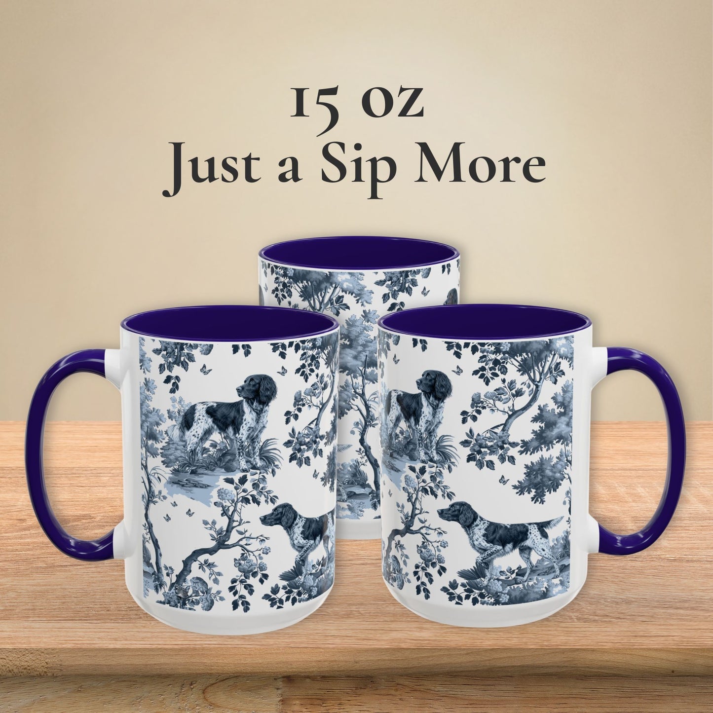 Large Munsterlander Mug - Toile Pattern