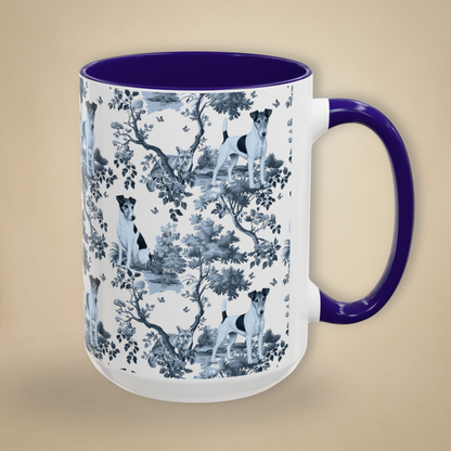 Smooth Fox Terrier blue toile coffee mug 15 oz