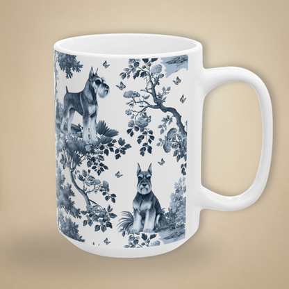Standard Schnauzer Mug - Blue Toile Pattern
