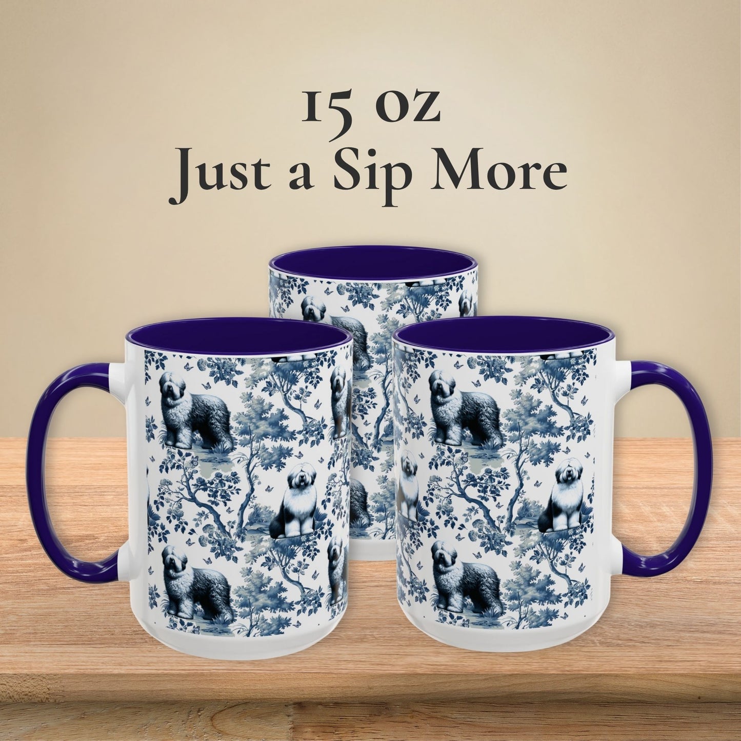 Old English Sheepdog Mug - Toile Pattern