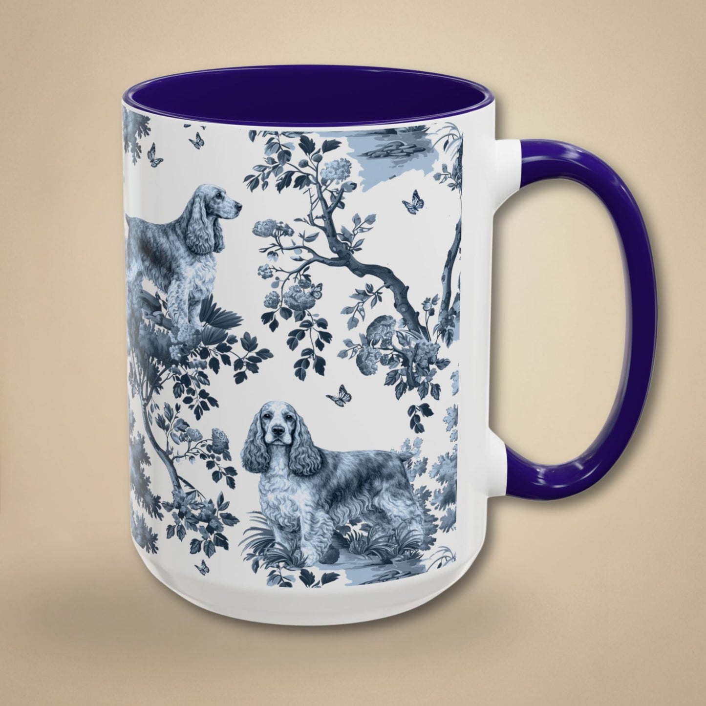 English Cocker Spaniel Mug - Toile Pattern
