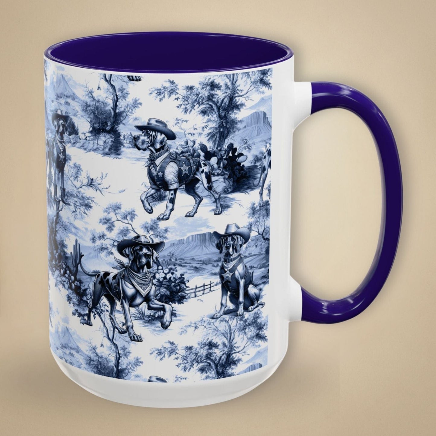 Great Dane Toile Mug - Western Cowboy