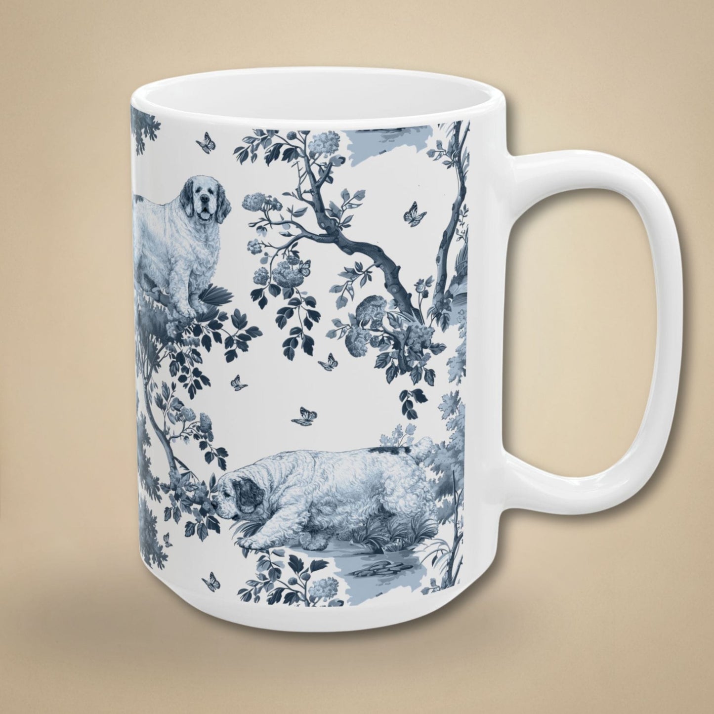 Clumber Spaniel Mug - Toile Pattern