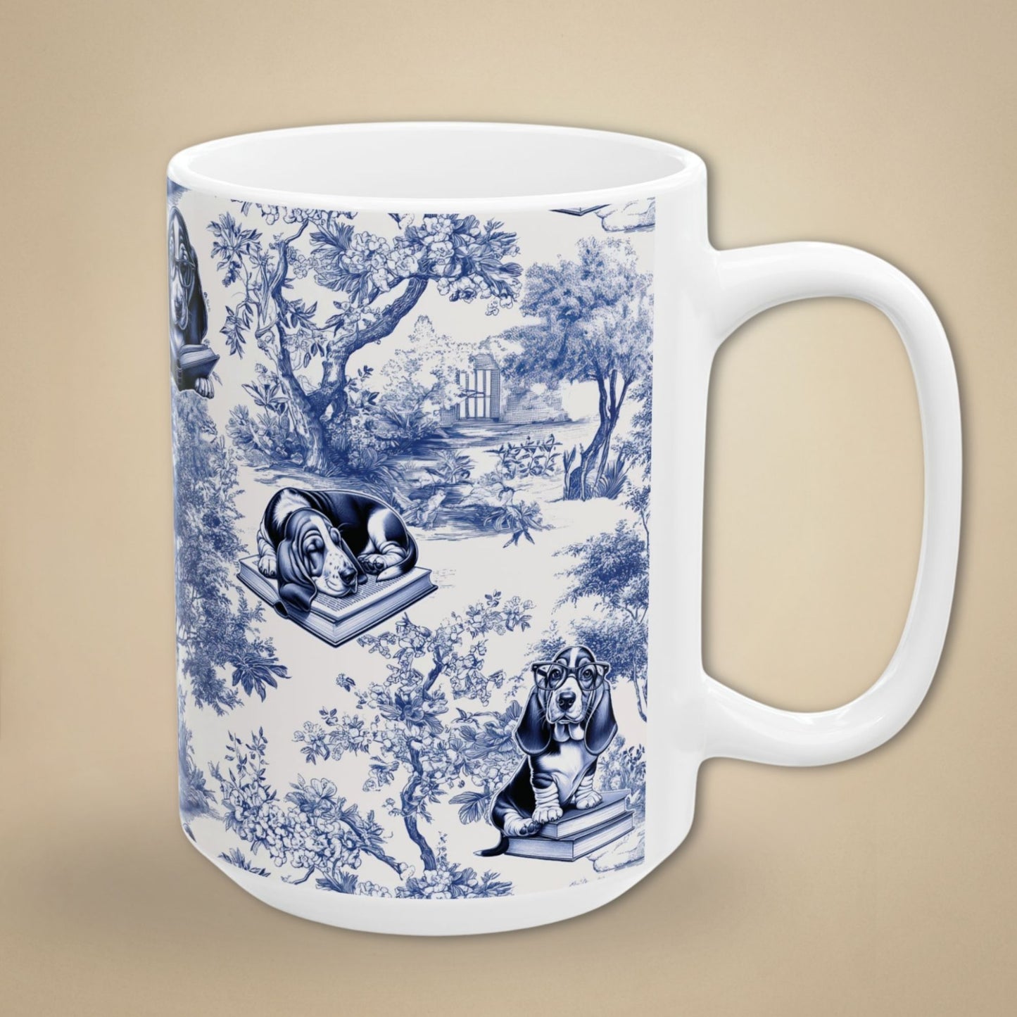 Basset Hound Mug - Reading