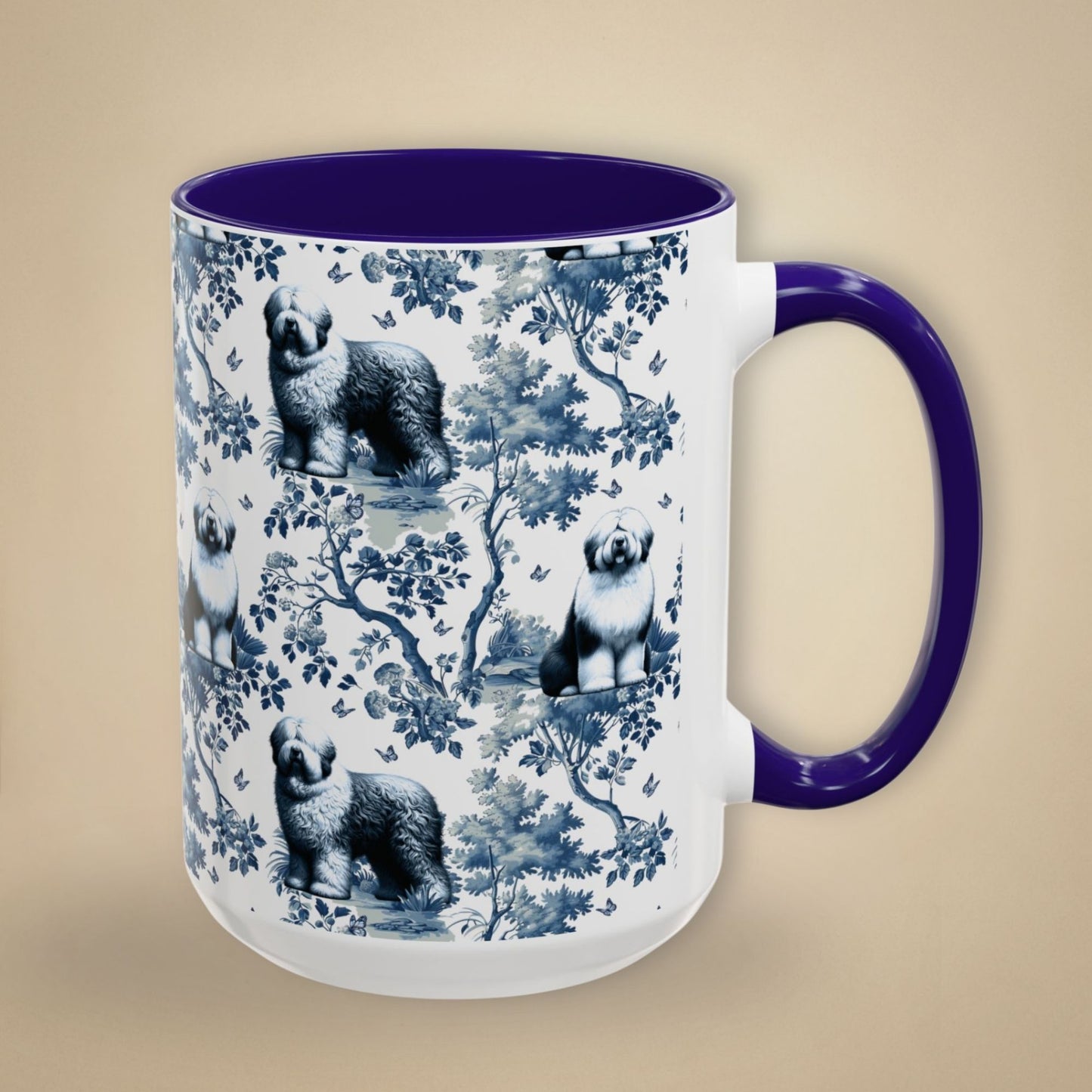 Old English Sheepdog Mug - Toile Pattern