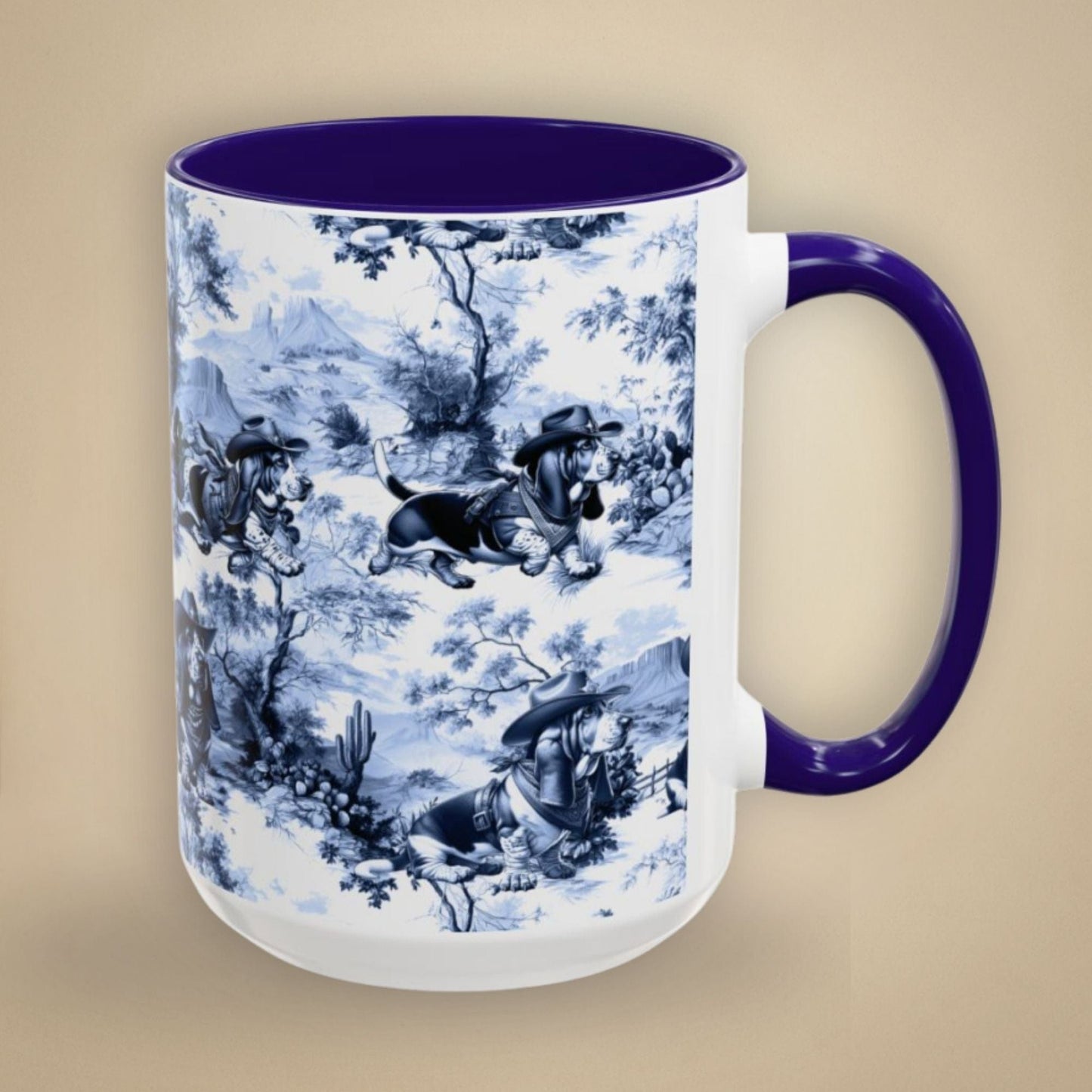 Basset Hound Toile Mug - Western Cowboy