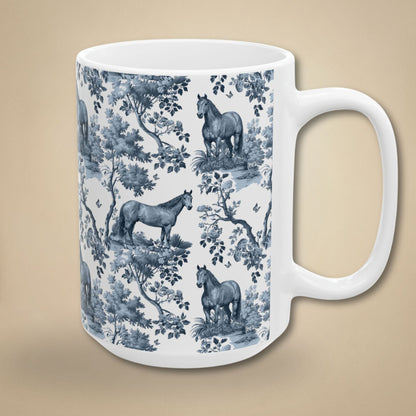 Quarter Horse Mug - Blue Toile Pattern