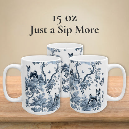 Basenji Mug - Toile Pattern