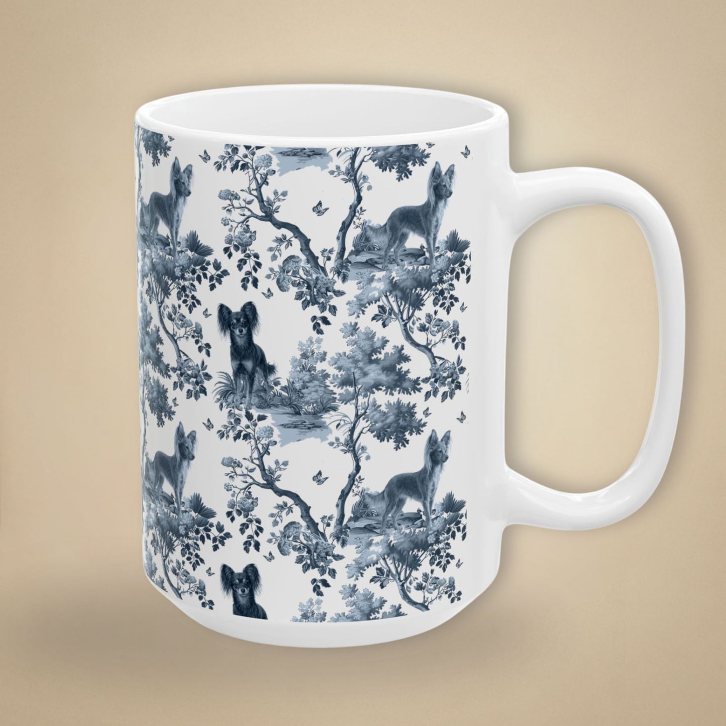 Russian Toy Mug - Blue Toile Pattern