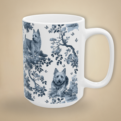 Australian Terrier Mug - Blue Toile Pattern