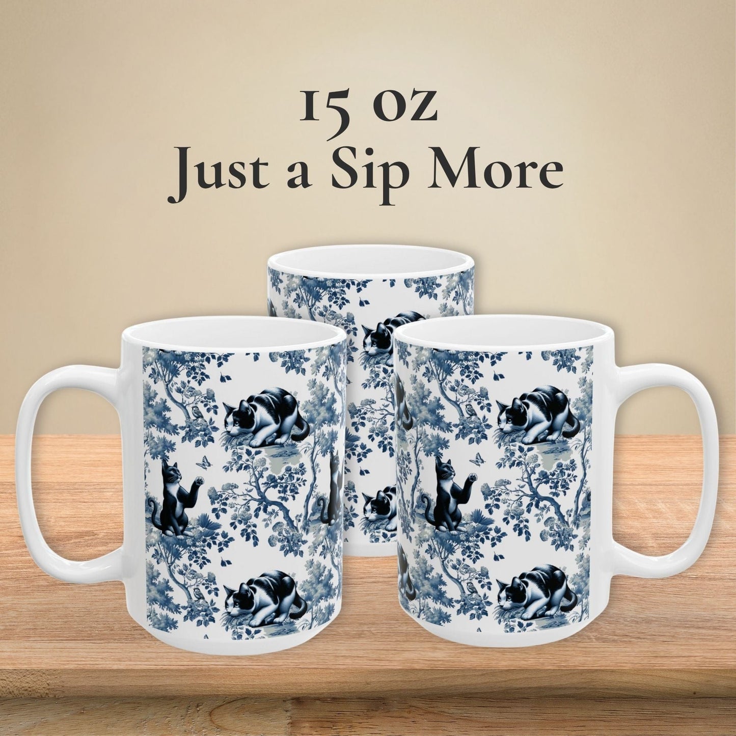 Tuxedo Cat Mug Toile