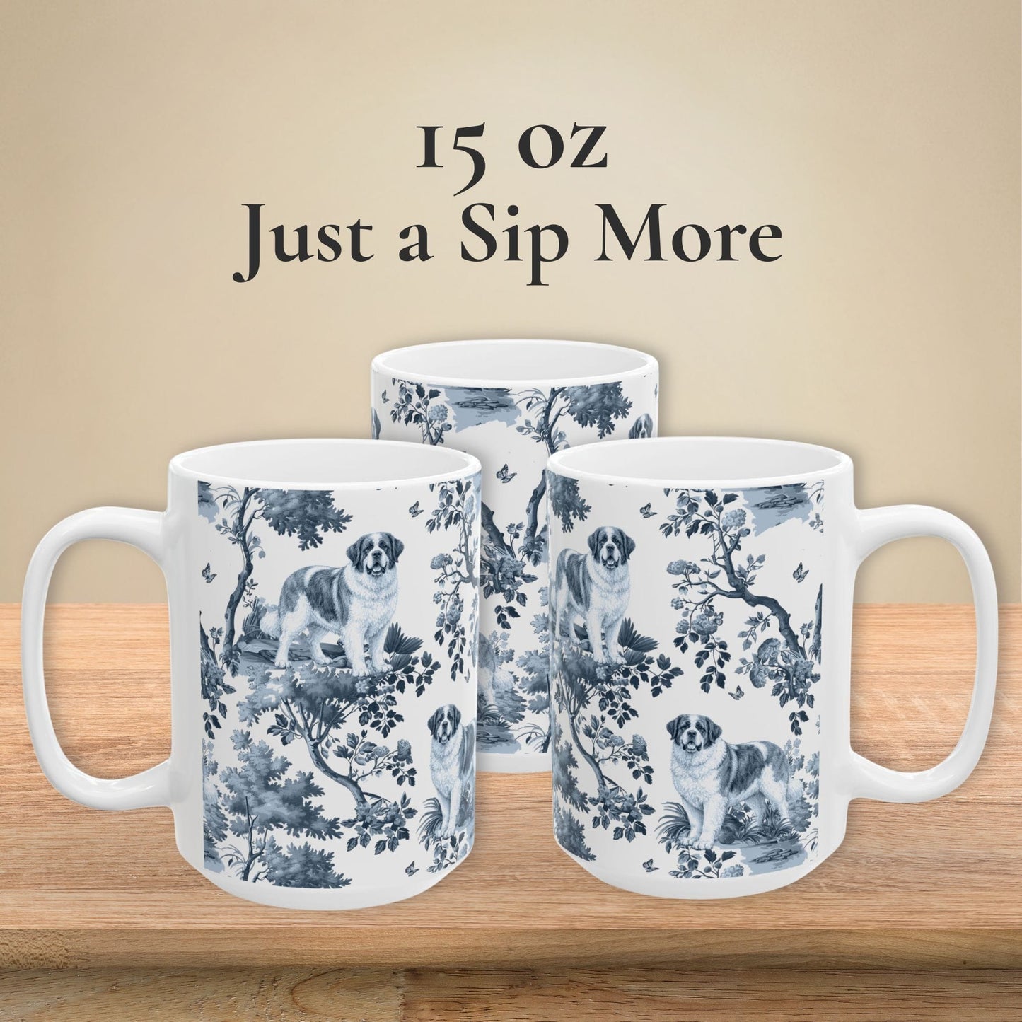 Saint Bernard Mug - Toile Pattern