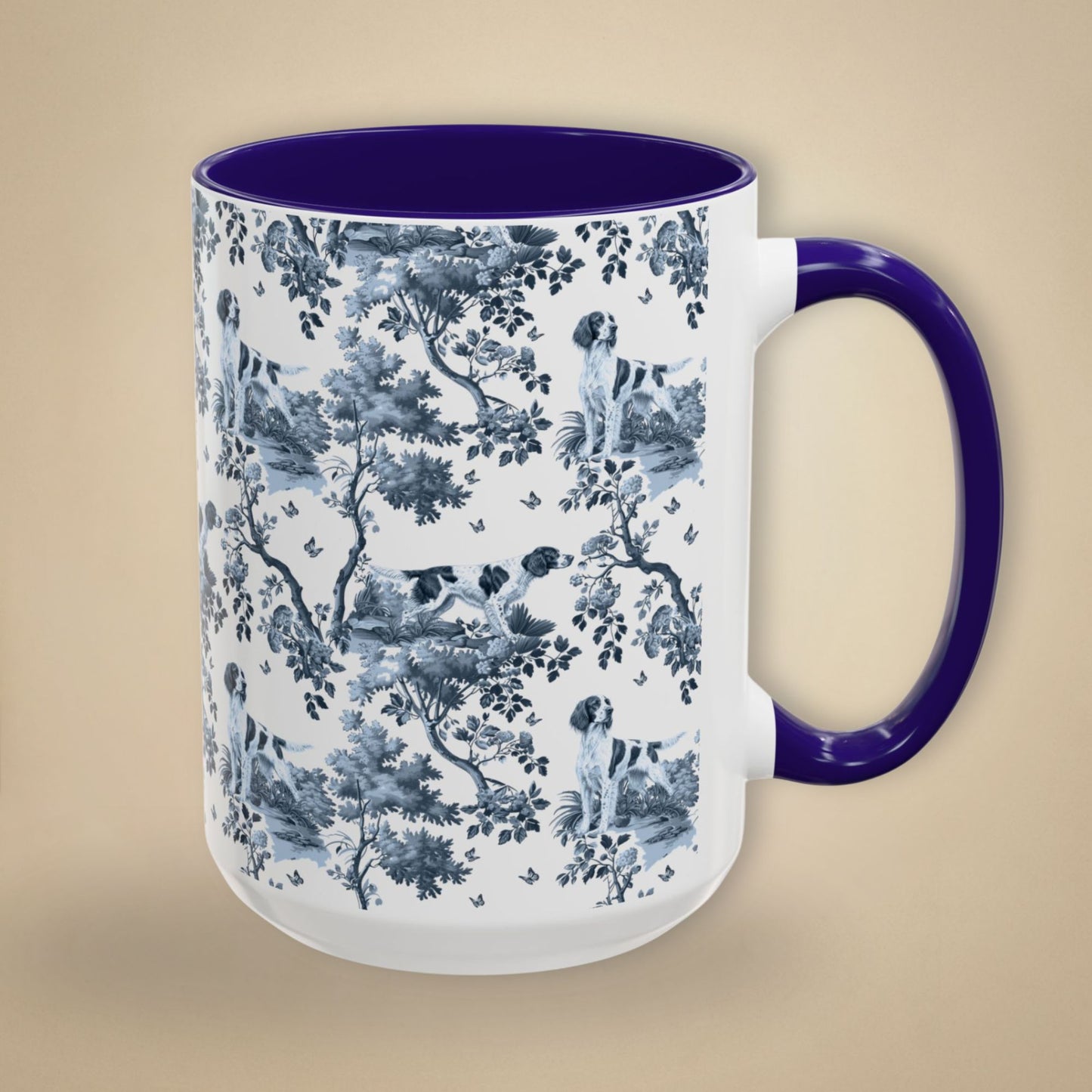 Irish Red and White Setter Mug - Toile Pattern