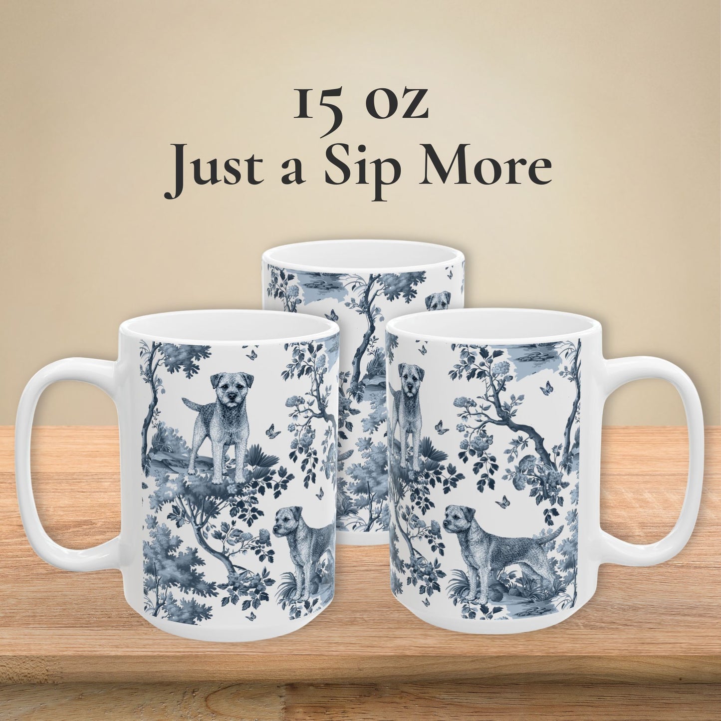 Border Terrier Mug - Toile Pattern