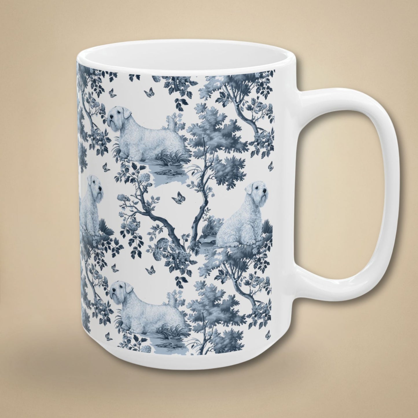 Sealyham Terrier Mug - Blue Toile Pattern