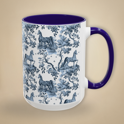 Saddlebred Horse Mug - Blue Toile Pattern