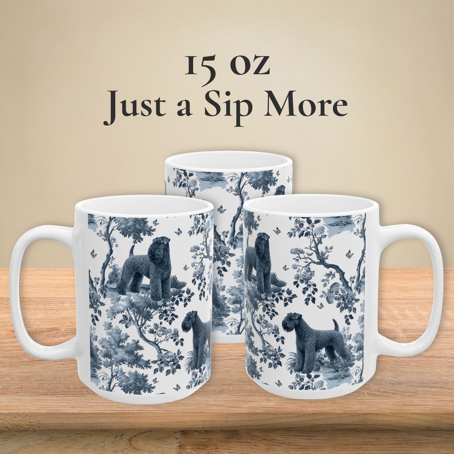 Kerry Blue Terrier Mug - Toile Pattern