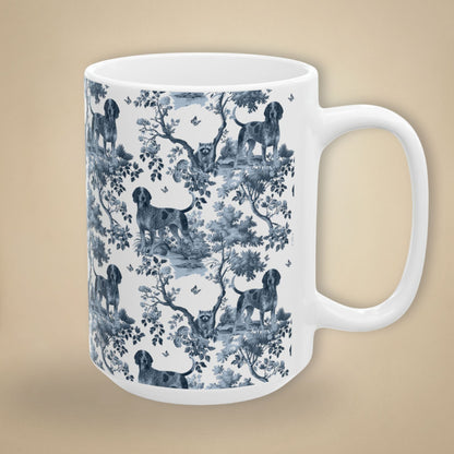 Bluetick Coonhound Mug - Blue Toile Pattern