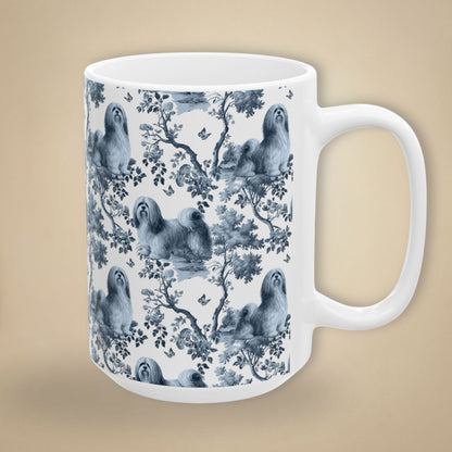 Lhasa Apso Mug - Blue Toile Pattern
