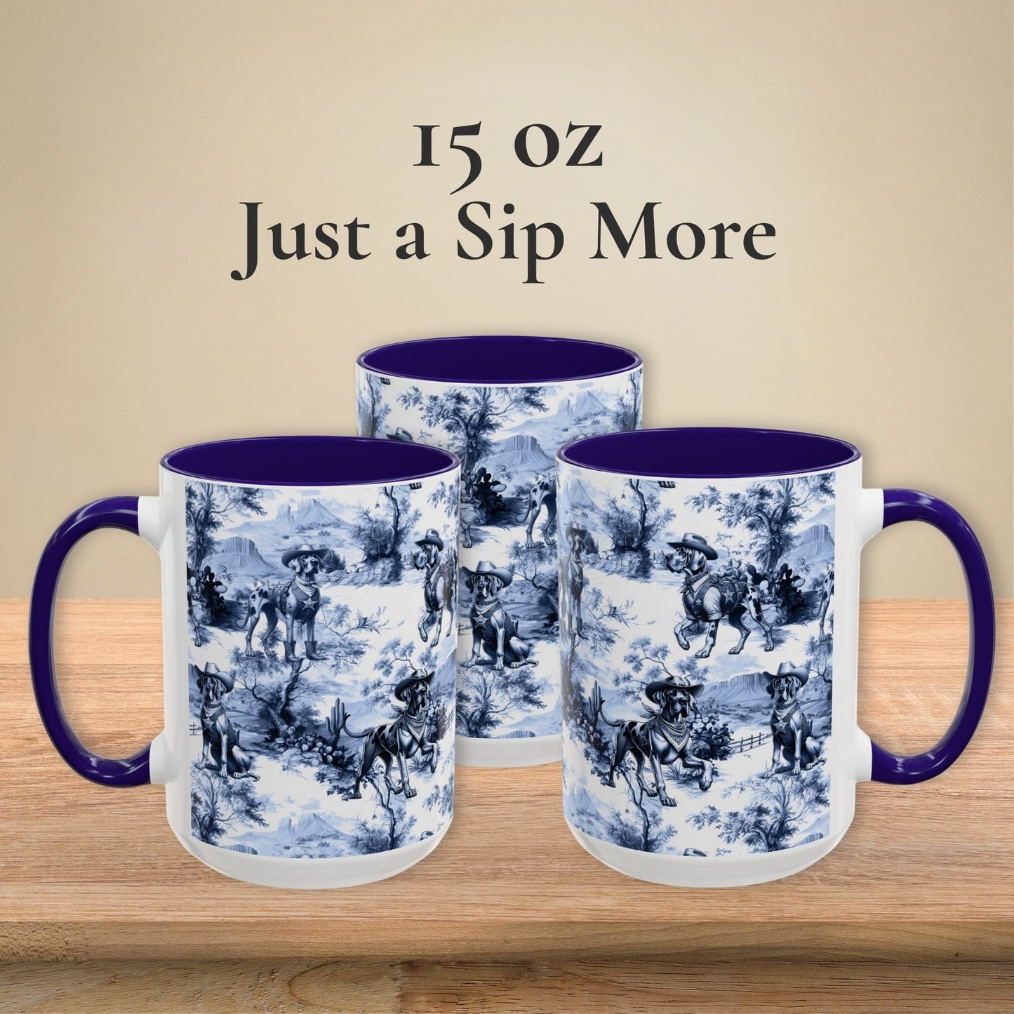 Great Dane Toile Mug - Western Cowboy