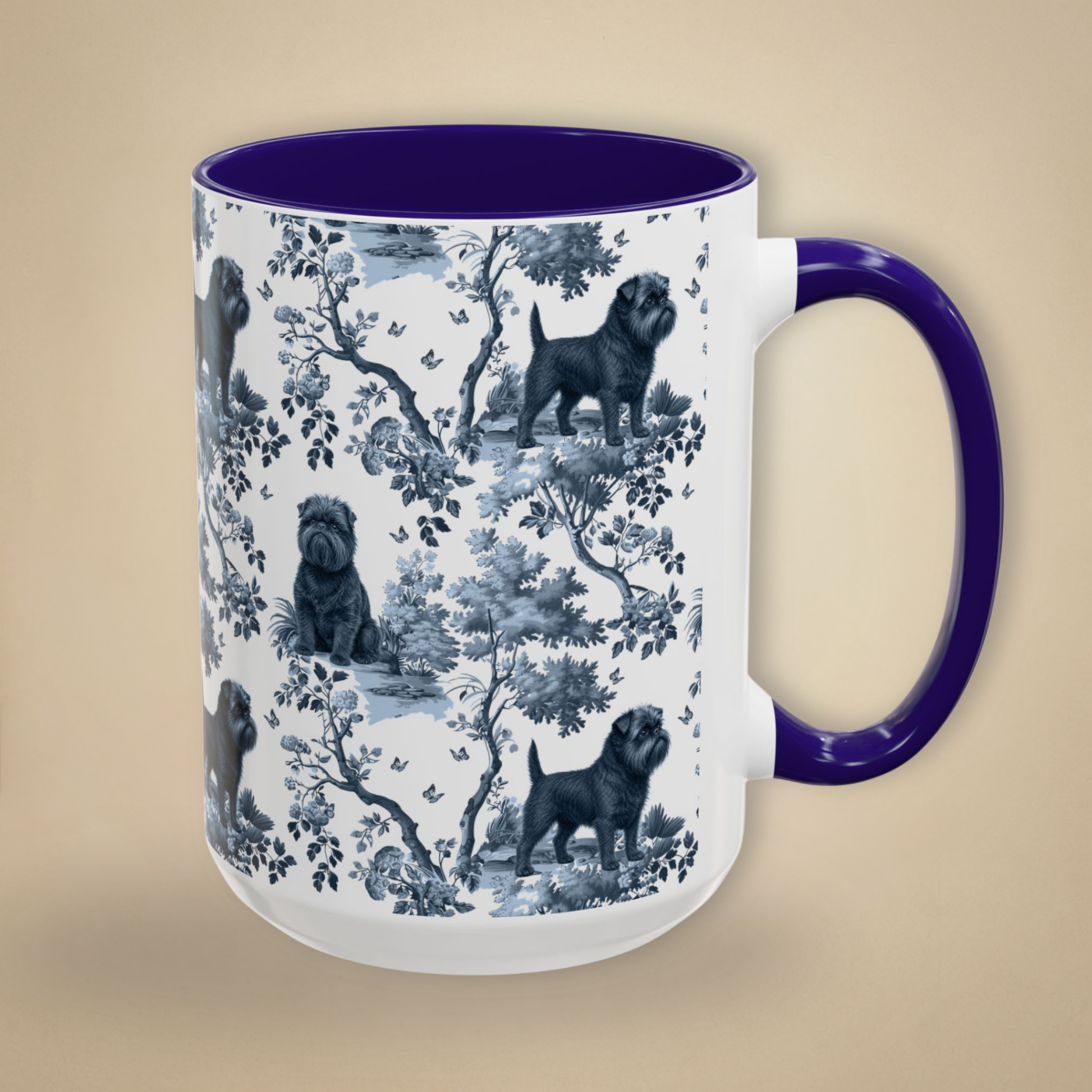 Affenpinscher blue toile coffee mug 15 oz