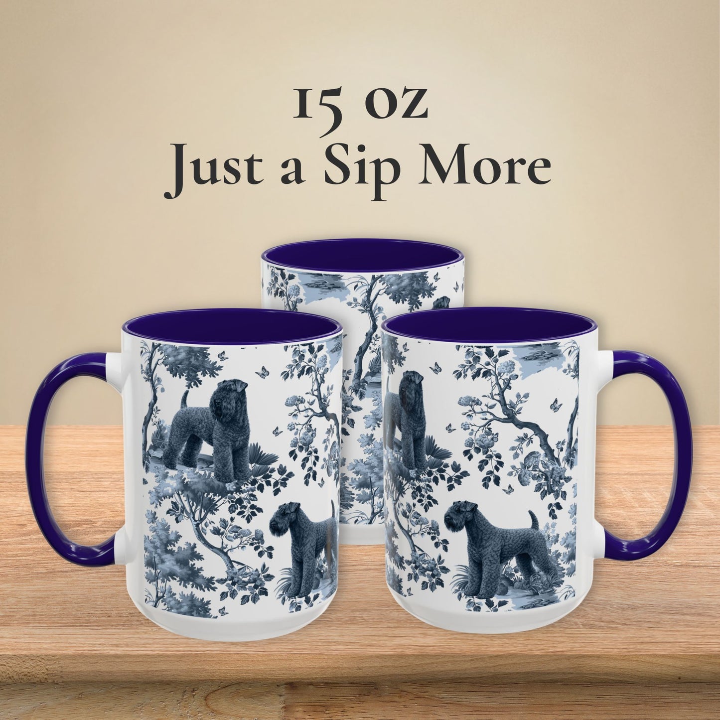 Kerry Blue Terrier Mug - Toile Pattern