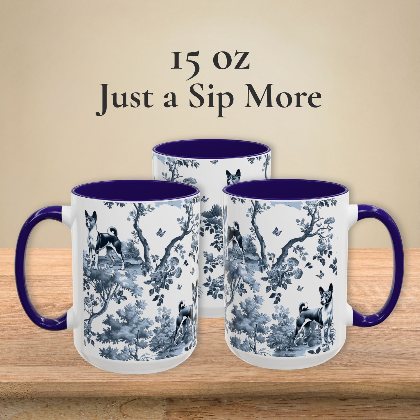 Basenji Mug - Toile Pattern