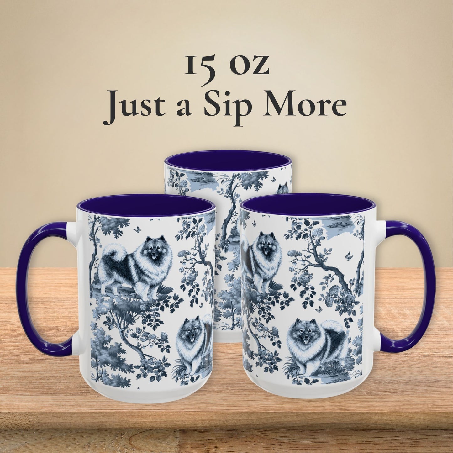 Keeshond Mug - Toile Pattern