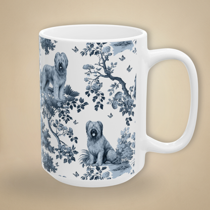 Briard Mug - Blue Toile Pattern