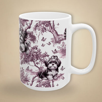 Shih Tzu Mug - Pink Toile Pattern