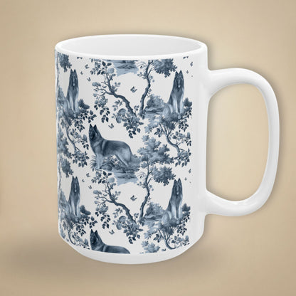 Belgian Tervuren Mug - Blue Toile Pattern