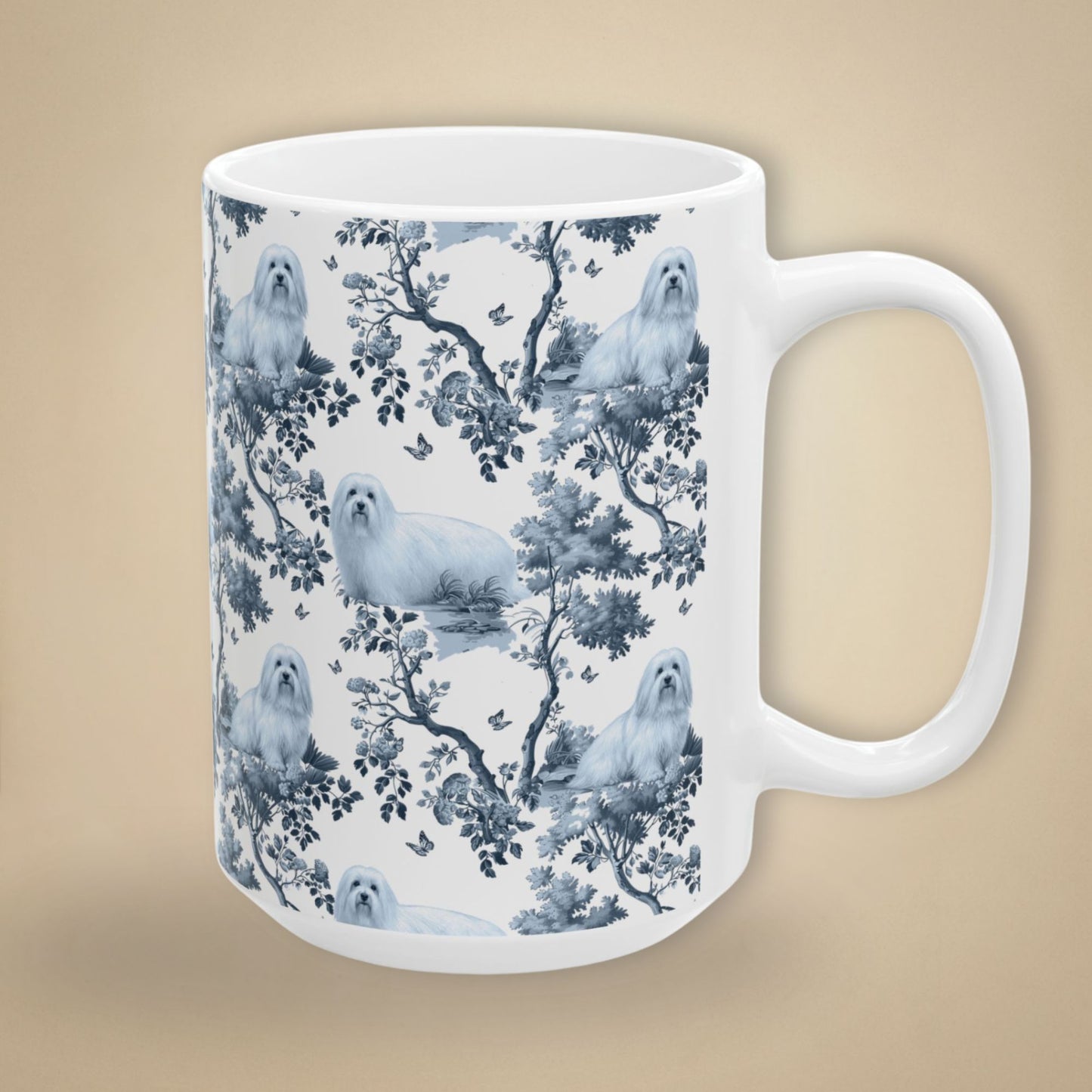 Coton de Tulear Mug - Blue Toile Pattern