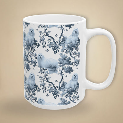 Coton de Tulear Mug - Blue Toile Pattern