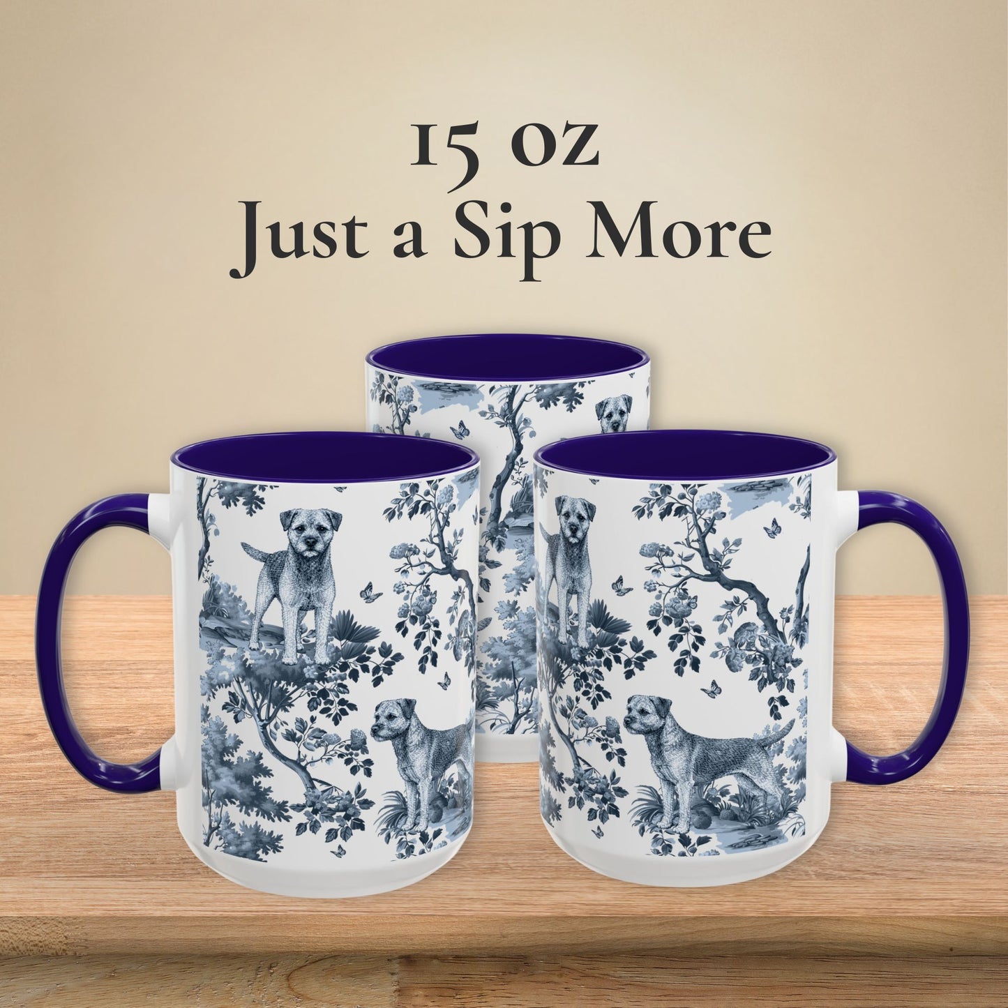 Border Terrier Mug - Toile Pattern