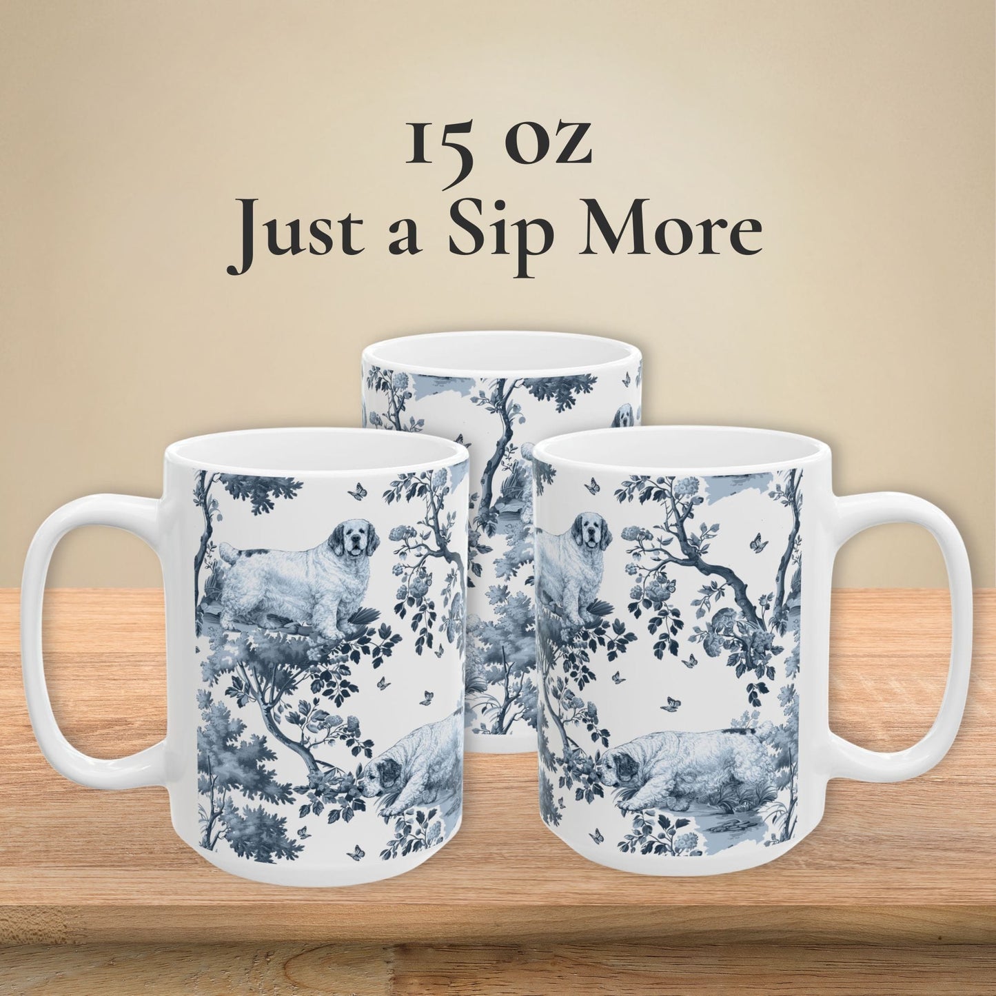 Clumber Spaniel Mug - Toile Pattern