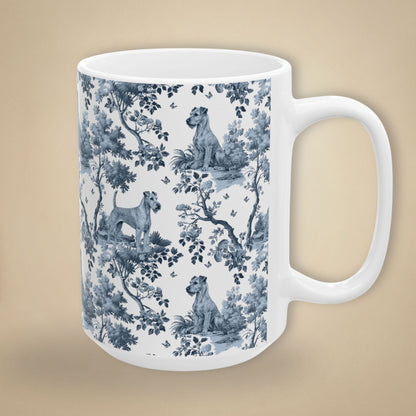 Irish Terrier Mug - Blue Toile Pattern