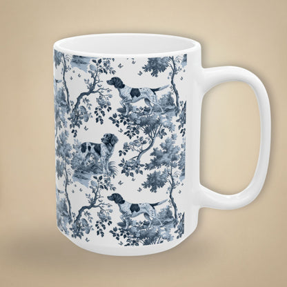 Small Munsterlander Mug - Blue Toile Pattern