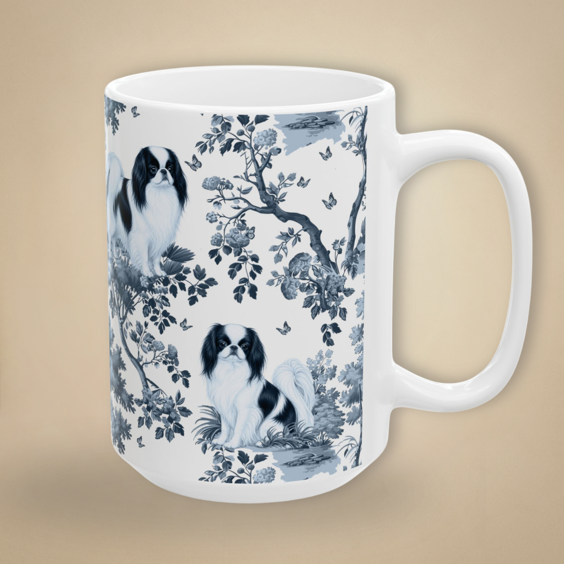Smooth Fox Terrier blue toile coffee mug 15 oz with white handle