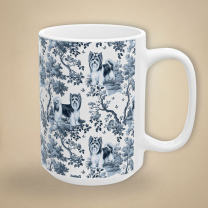Biewer Terrier  Mug - Blue Toile Pattern