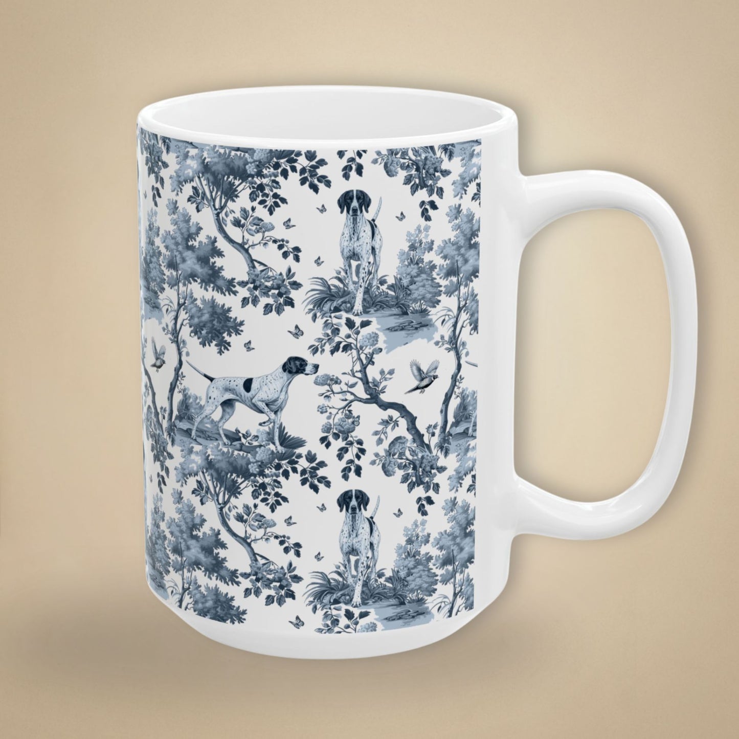 English Pointer Mug - Blue Toile Pattern