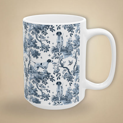 English Pointer Mug - Blue Toile Pattern