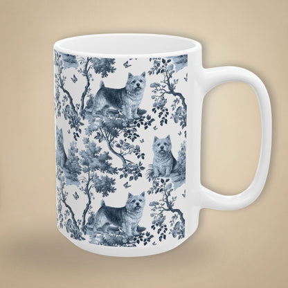 Norwich Terrier Mug - Blue Toile Pattern