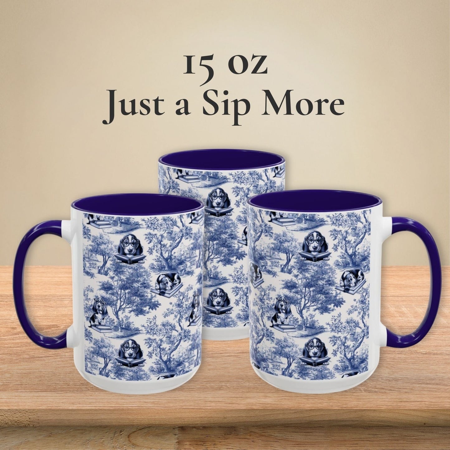 Basset Hound Toile Mug - Reading Books