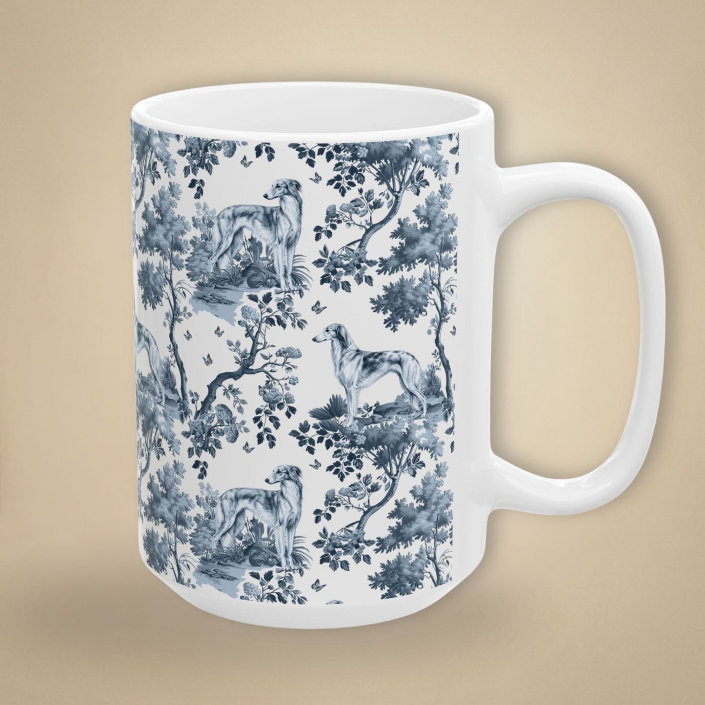 Silken Windhound Mug - Blue Toile Pattern