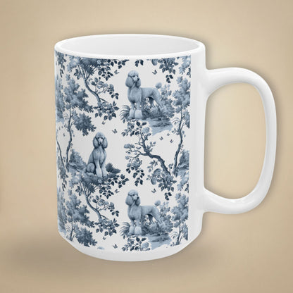 Standard Poodle Mug - Blue Toile Pattern
