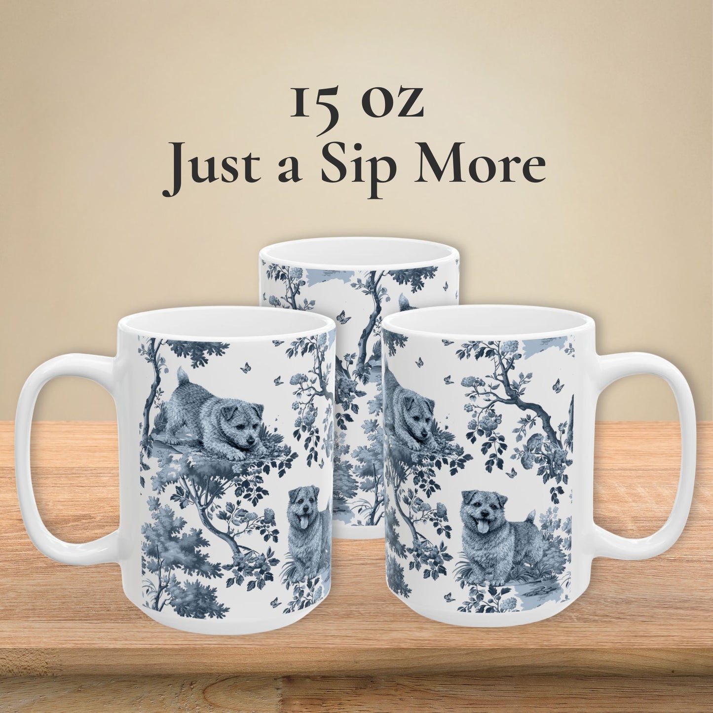 Norfolk Terrier Mug - Toile Pattern