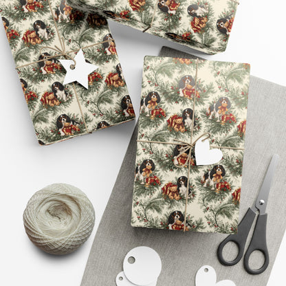 Cavalier King Charles Spaniel Tricolor Christmas wrapping paper
