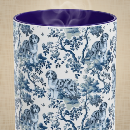 Aussiedoodle Petite Garden Toile 15 oz ceramic mug, front view