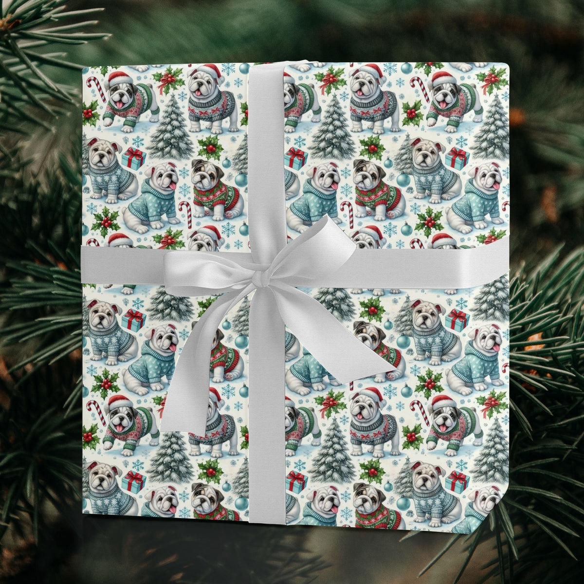 English Bulldog Christmas wrapping paper